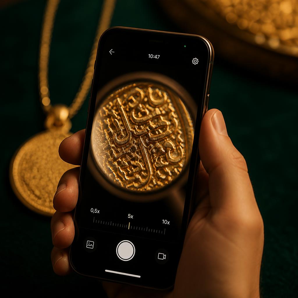 Smartphone revealing micro-engraved verses